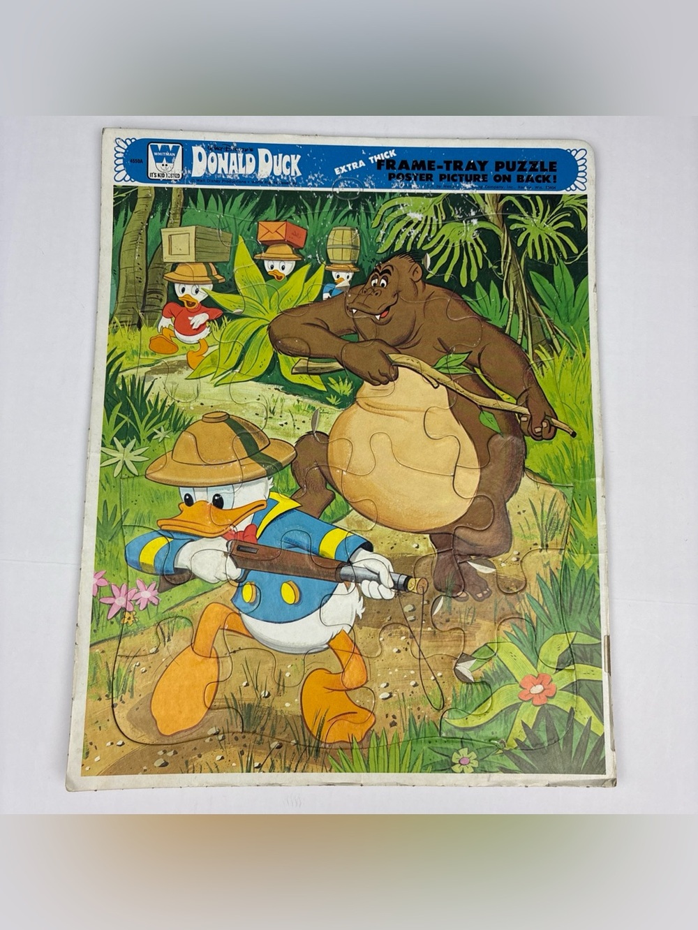 Vintage Whitman Disney Puzzle Donald Duck Gorilla Hunting 4550A Thick Frame Tray